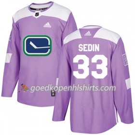 Vancouver Canucks Henrik Sedin 33 Adidas 2017-2018 Purper Fights Cancer Practice Authentic Shirt - Mannen